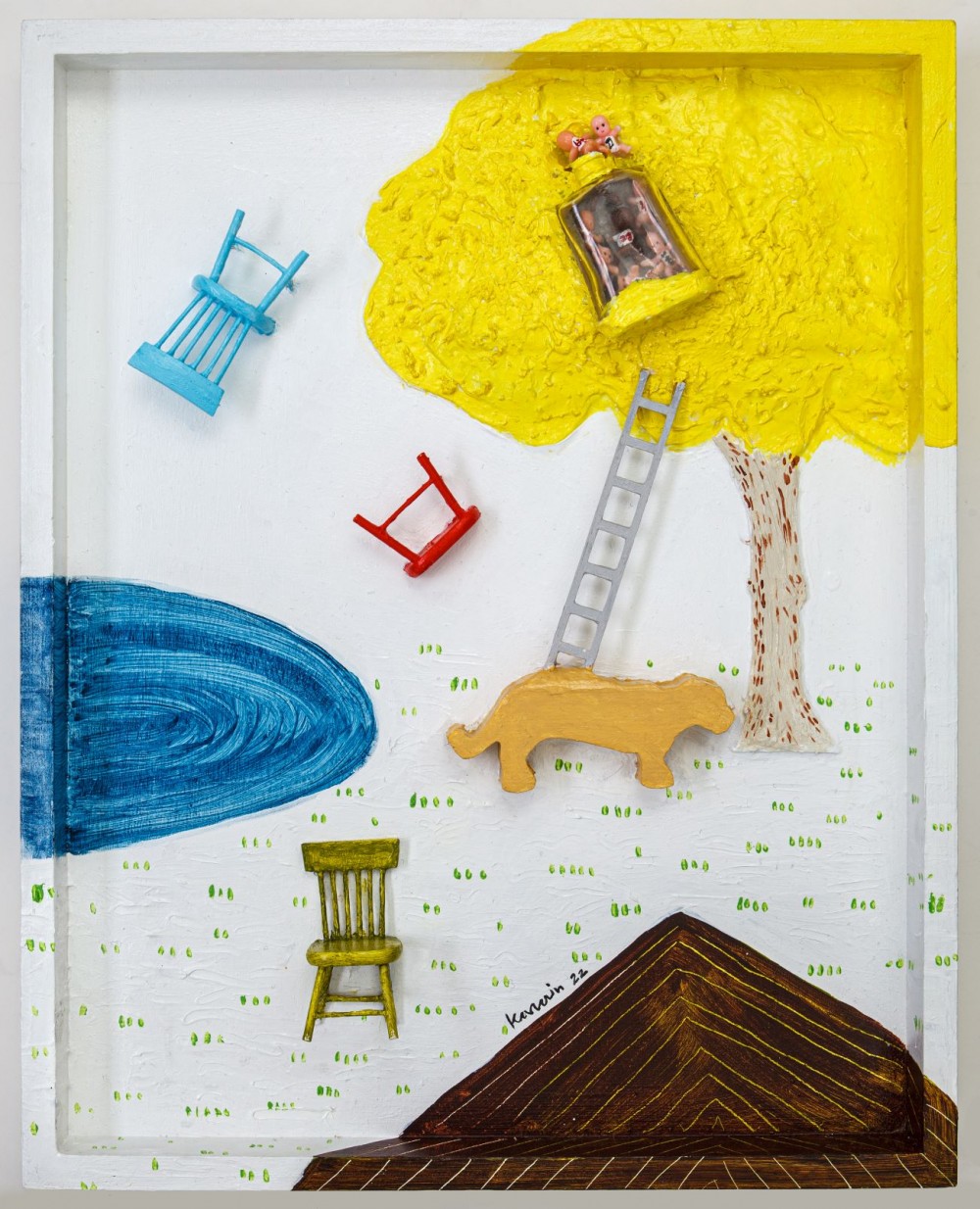 4.가나인_메타버스의 정원_2022_우드판넬에 아크릴 및 혼합재료_51x40.8cm